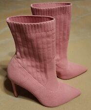 Steve Madden Discreet Knit Pointed Toe Sock Booties Stiletto 4.5" Heel Pink 9.5 
