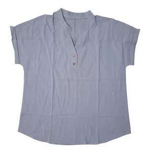 Women's Size L Purple Lightweight Henley Cap Sleeve Tunic Blouse FREE SHIPPING - Picture 1 of 2