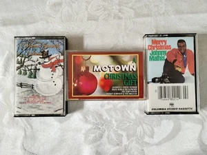 Christmas Cassette Tapes Set of 3 Vintage Bing Crosby Johnny Mathis Diana Ross - Picture 1 of 9