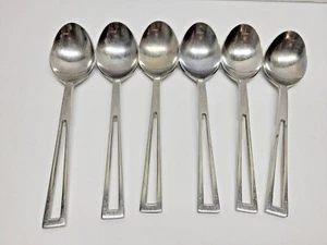 6 LOT Soup Spoons Supreme Cutlery Towle APERTO Stainless 18/8 Japan 7" - Picture 1 of 9