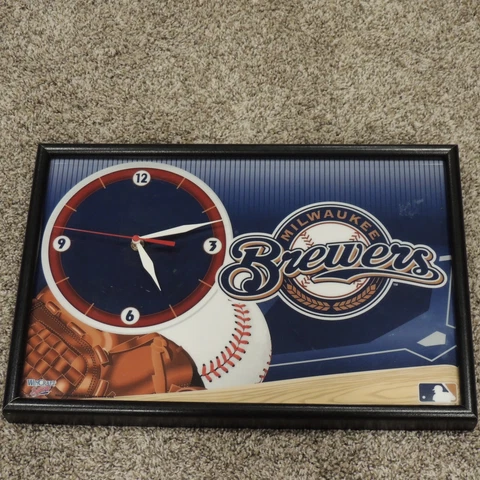 Vintage Milwaukee Brewers Clock 90s Wingate Blue MLB Authentic Cover
