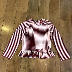 Girls Juno Valentine by Janie and Jack Swim Shirt Red White Stripes Ruffles sz 3 - Picture 1 of 9