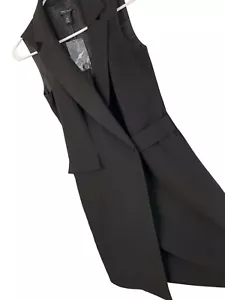 White House Black Market Sleeveless Black Wrap Style Tuxedo Dress Size 2 8710 - Picture 1 of 13