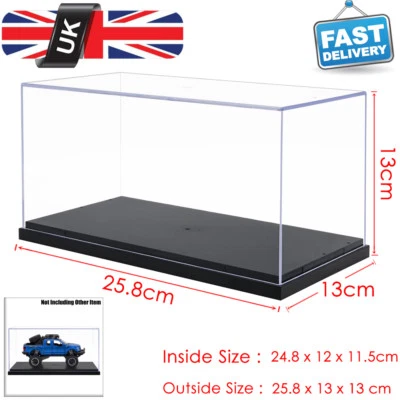 UK 26cm L Clear Acrylic Perspex Display Box Case Plastic Base Dustproof Big Size - Image 1 of 4