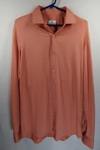 Mizzen + Main Tall Trim Fit Button Shirt Mens Large Plaid Orange Long Sleeve - Picture 1 of 9