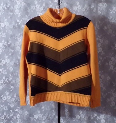 Vintage 70s Sweater 1970s Chevron Wool Strickmoden Western Germany Size Medium - Image 1 of 4