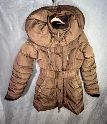 Rockawear Classic Women’s Winter Puffer Coat w accent belt, fur, & gold details - Image 1 of 4