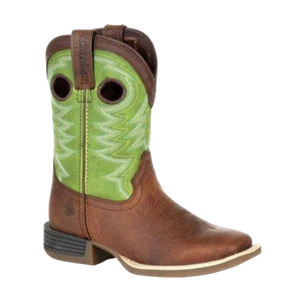 Durango Little Kid Embroidered Lime & Brown Western Boots DBT0221C - Picture 1 of 40