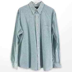 Croft & Barrow Blue Green Checker Plaid Long Sleeve Button Up Shirt 