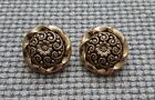 Pair Lge Gold Tone Floral Metal Look Buttons 25mm Vintage Gothic Steampunk Style