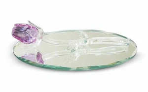 New Crystal Purple / Violet / Lavender Rose 5" Flower on Oval Mirror from Turkey - Picture 1 of 1