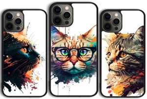 Abstract Cute Cat Art Chat Coque Cover Case For Iphone 16 Pro Max 15 14 13 12 11 - Photo 1 sur 7