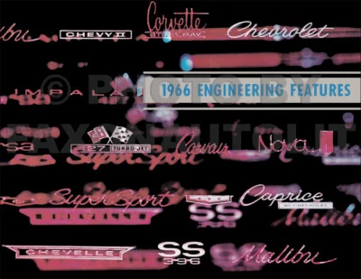 Chevrolet 1966 características de ingeniería manual SS Impala Caprice Biscayne Corvette Foto 1 de 2