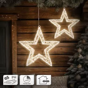 LED Weihnachtsstern Drahtstern Weihnachtsdeko Leuchtstern Timer IP44 Beleuchtung - Bild 1 von 13
