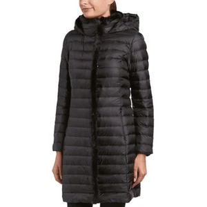 NWT Cole Haan Signature Faux Fur Trim Down Puffer Hooded Jacket Women Sz S Black - Picture 1 of 8