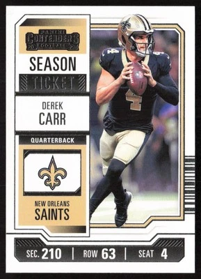 2023 Panini Contenders Derek Carr #72 New Orleans Saints - Image 1 of 2