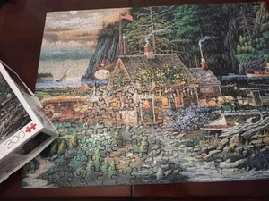 Rare Wysocki Moonlight & Roses in Olde Maine 300 PC Puzzle Hasbro Complete 2011 - Picture 1 of 2