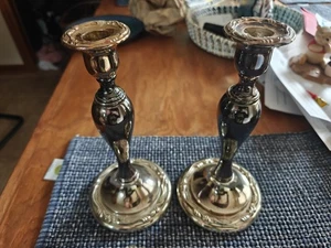 Candelabro Oneida vintage 9” de alto plateado resistente al deslustre Japón ~ par - Imagen 1 de 7