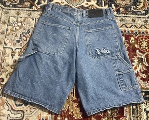 Vintage Y2K Southpole blau Denim Jeans Baggy Skater Shorts bestickt Herren Größe 32 - Bild 1 von 9