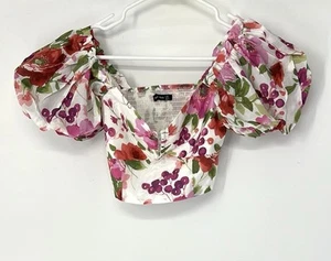 Abercrombie & Fitch NWT cropped top off shoulder XS Floral Bump Sleeve - Picture 1 of 7