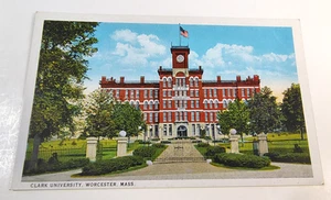 Worcester Massachusetts MA Postcard Clark University Exterior View Gates Locked - Picture 1 of 6