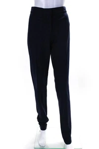 Sharis Place Womens Mia Slim Leg Pleated Mid Rise Pants Leggings Navy Size IT 48 - Picture 1 of 6