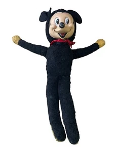Vintage 1950’s Mickey Mouse Rubber Face Plush Doll Bendable Legs Squeaks 18” - Picture 1 of 6