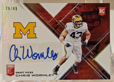 2017 Elite Draft CHRIS WORMLEY Red Parallel Rookie Auto #'d/49 MICHIGAN