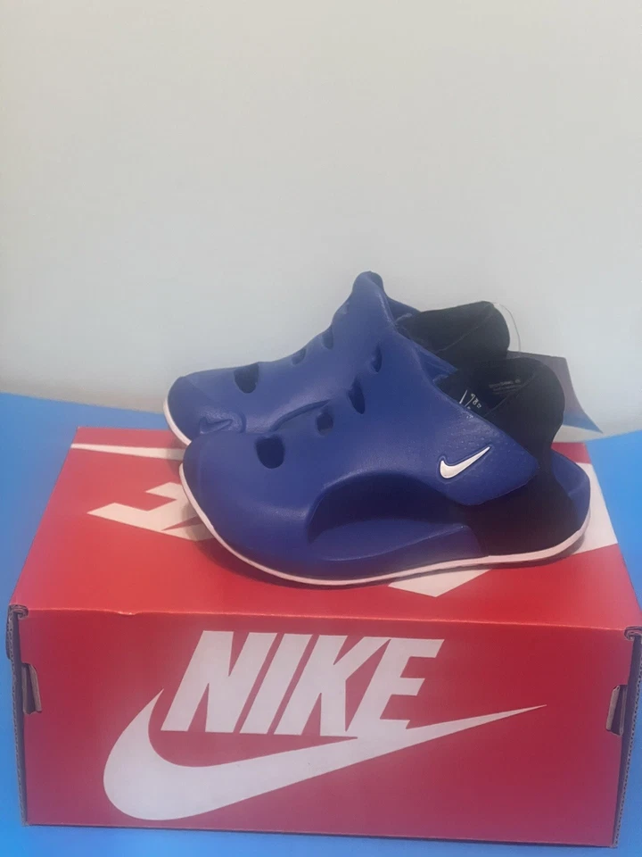 Kids Blue White Black Nike Sunray Protect 3 (TD) Sandals Size 6C DH9465-400