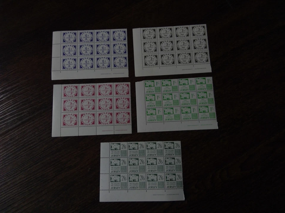 D1 - D5 JERSEY 1969FIRST PRE DEC POSTAGE DUES 5 VALUES MARGINAL BLOCKS 12SETS - Image 1 of 1