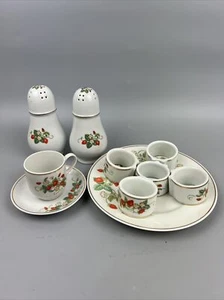 Vintage 1978 Porcelain Avon Strawberry mixed lot dishes With 22k Gold Trim - Picture 1 of 6
