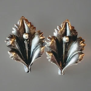 Vintage Sterling Silver Screw Back Earrings 1” Art To Wear Nature Classic Floral - Picture 1 of 3