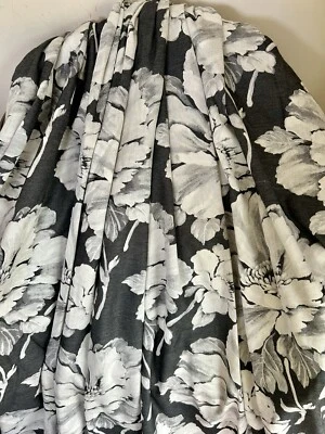 STUNNING ORIGINAL LAURA ASHLEY HERMOINE CHARCOAL BESPOKE CURTAINS (pair 1) - Image 1 of 4