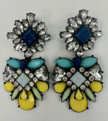 Pendientes Anthropologie nuevos sin etiquetas, cristal amarillo/azul a juego Tabitha Azure Scroll, $78 Foto 1 de 3