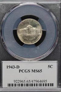 1943 D Jefferson Silver Nickel PCGS MS65 *DoubleJCoins* JL1100-80 - Picture 1 of 2