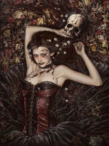 VICTORIA FRANCES ART - IRIA GIRL WITH SKULL 3D PICTURE PRINT 300mm x 400mm - Picture 1 of 2