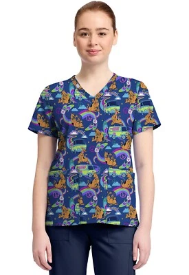 Tooniforms Cherokee Licensed V-Neck Print Top TF796 SDMY Scooby-Doo Mystery - Image 1 of 4