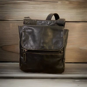 Jack Georges Buffalo Leather Voyager Slim Crossbody Black Bag - Picture 1 of 17