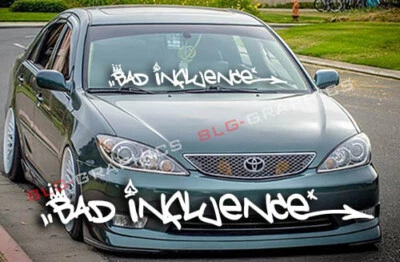 Pegatina Bad Influence JDM golpeado parabrisas boost ventana calcomanía vagón bajo Foto 1 de 2
