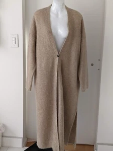 Eileen Fisher Neu ohne Etikett beige Mohair Plüsch offen vorne langer Cardigan Mantel L/XL - Bild 1 von 14