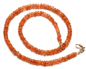 Collar de 16" con gemas de piedra solar natural tamaño de 4 a 5 mm facetadas en forma de rondelle - Imagen 1 de 7