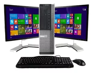 Dell Desktop PC Computer Core I3 1TB, 8GB DUAL 22" LCDs Wi-Fi Windows 10 DVD - Picture 1 of 11