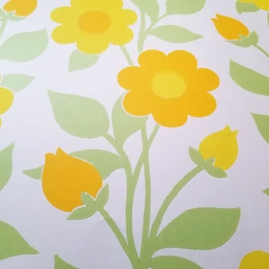 Vintage Wallpaper Sample Sheet Yellow Flowers Trimz 4602 oohh La-La Crafting - Picture 1 of 5