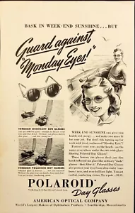 1942 Polaroid Day Glasses Avoid "Monday Eyes" Southbridge MA Vintage Print Ad - Picture 1 of 6
