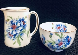 Vintage Cornflower Blue Sugar and Creamer Hammersley & Co. Bone China. - Picture 1 of 14