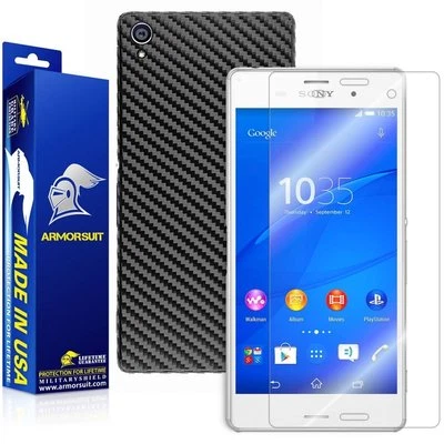 ArmorSuit MilitaryShield Sony Xperia Z3 Screen Protector + Black Carbon Skin USA - Image 1 of 4
