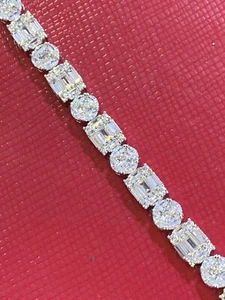 Bracciale tennis donna argento sterling 925 massiccio 7 mm zirconi fantasia /k1 - Foto 1 di 3