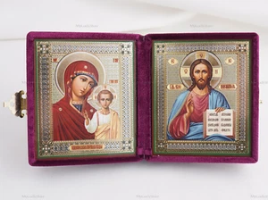 Diptych Orthodox Icon KAZAN MOTHER Of GOD & CHRIST The SAVIOR, Home Decor - Picture 1 of 6