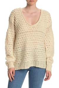 FREE PEOPLE Crashing Waves Cream Chunky Oversized Tunic Sweater sz M NWT $128 - Picture 1 of 2