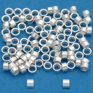 100pcs, 2x1mm Sterling Silver Crimp Beads - 925 Sterling Silver Crimps Tube USA - Picture 1 of 1